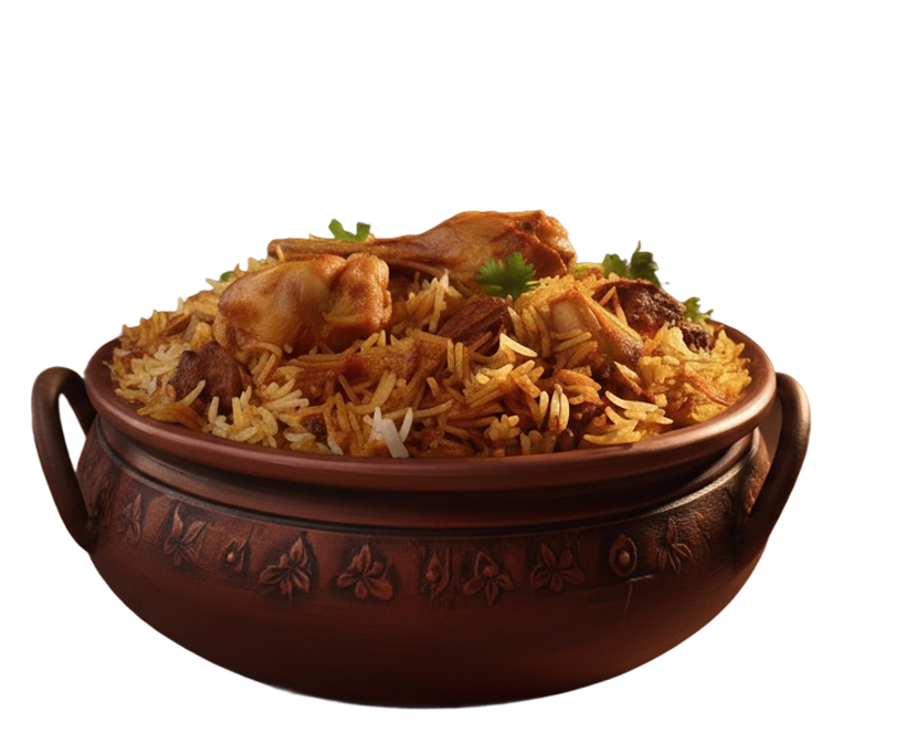 Traditional Indian biryani pot with aromatic spices